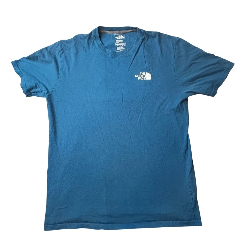 The North Face T-Shirt Mens L Blue Box Logo Never Stop Exploring Short‎ Sleeve